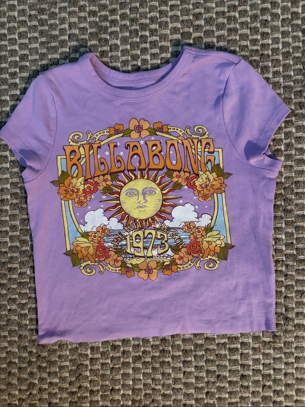 Billabong Lavender Short Sleeve Sun & Floral Graphic Tee